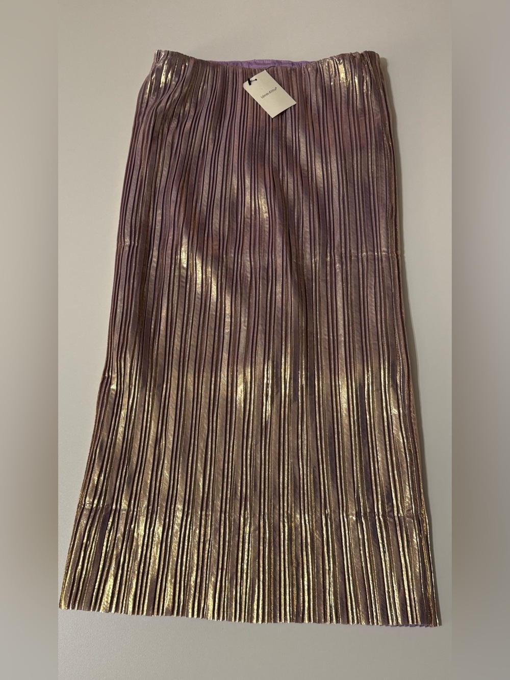 NWT Metallic Pleated Midi Skirt - Lavender Gold